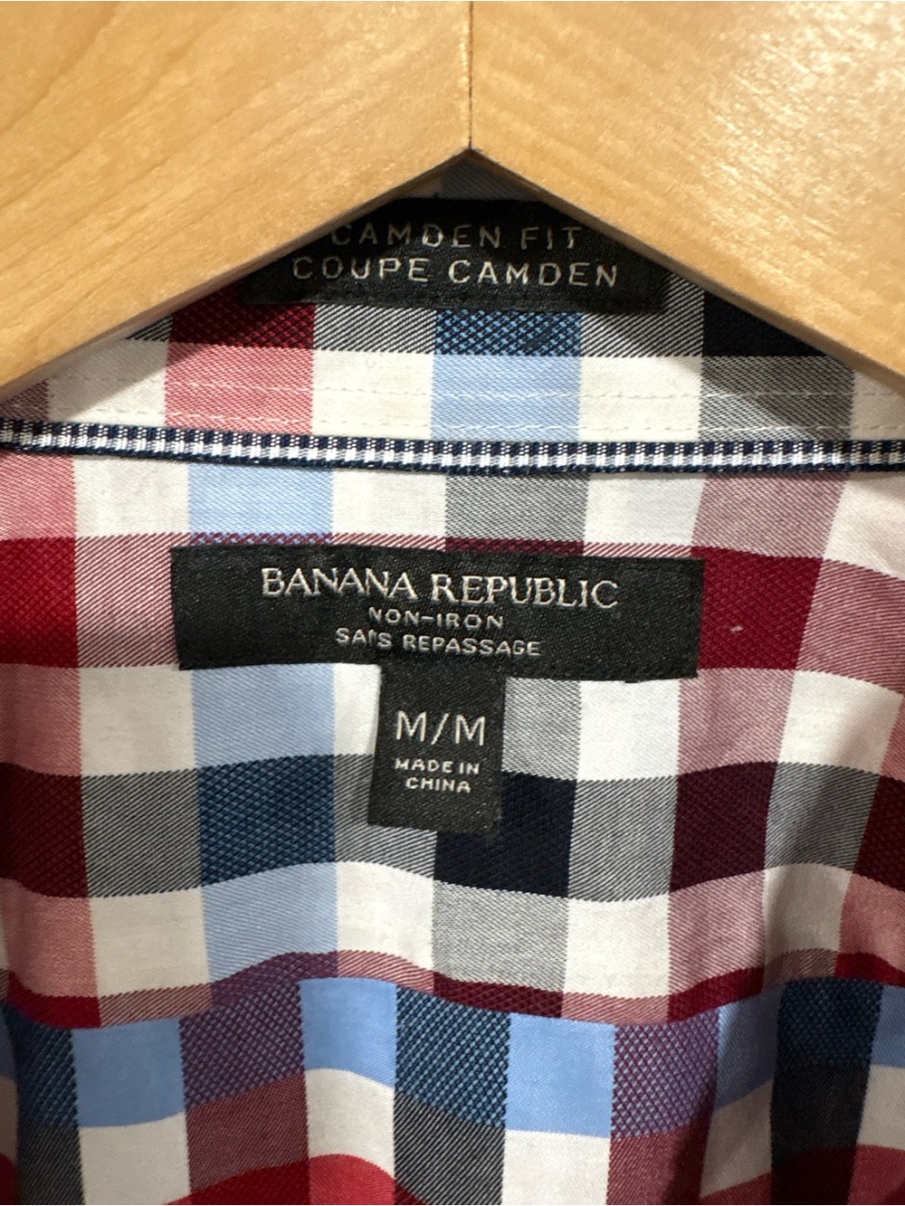 Banana Republic Blue, Red & White Plaid Button-Down Shirt